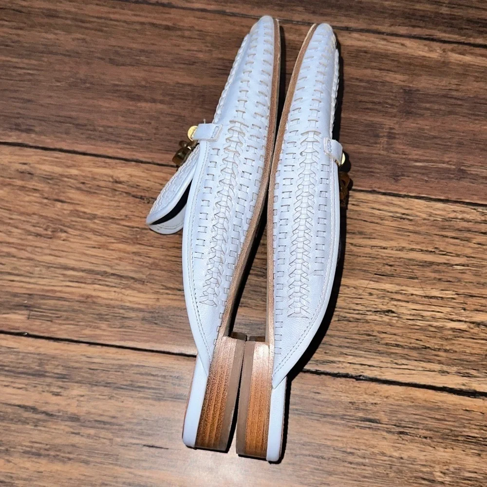 Tory Burch✨Mules Horsebit loafers RARE woven leather clogs slippers